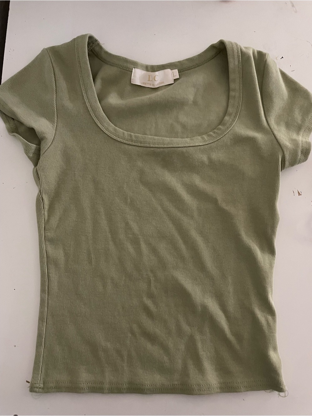 DC Olive Ribbed Scoop Neck Tee for Kids